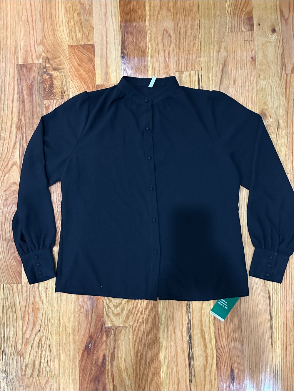HALARA Black Mandarin-Collar Button-Front Shirt